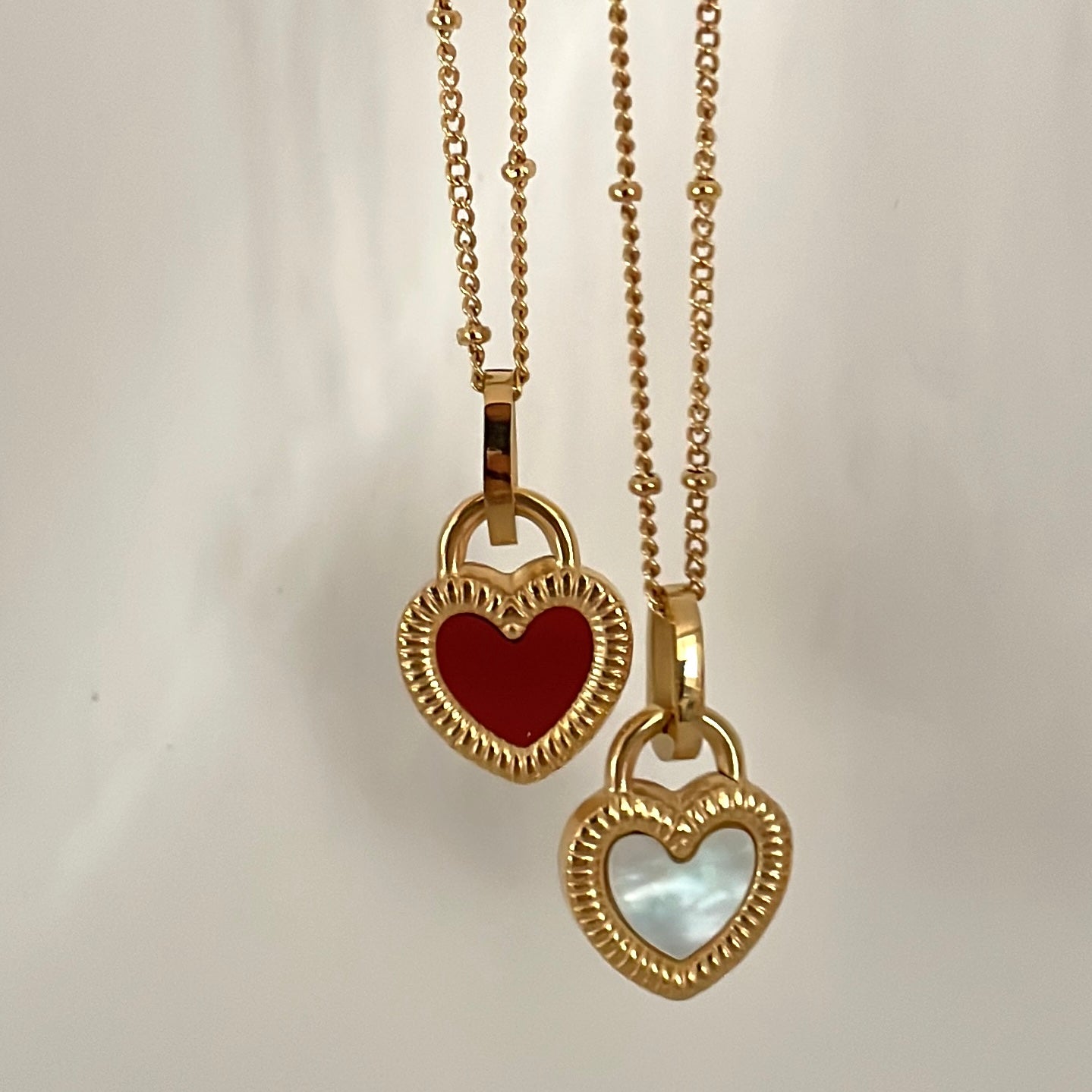 Collar corazón rojo doble vista