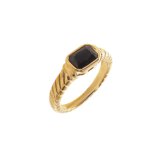 Anillo Nicee dorado negro